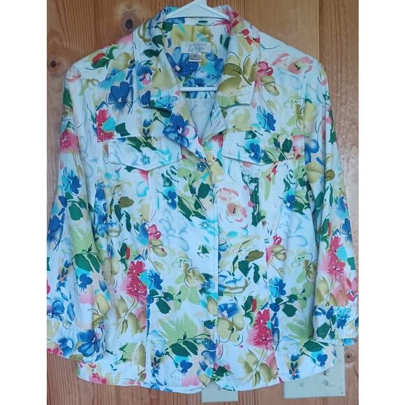 Christopher & Banks Multicolor Floral Blazer Women's Medium 100% Cotton Summer - Picture 3 of 8